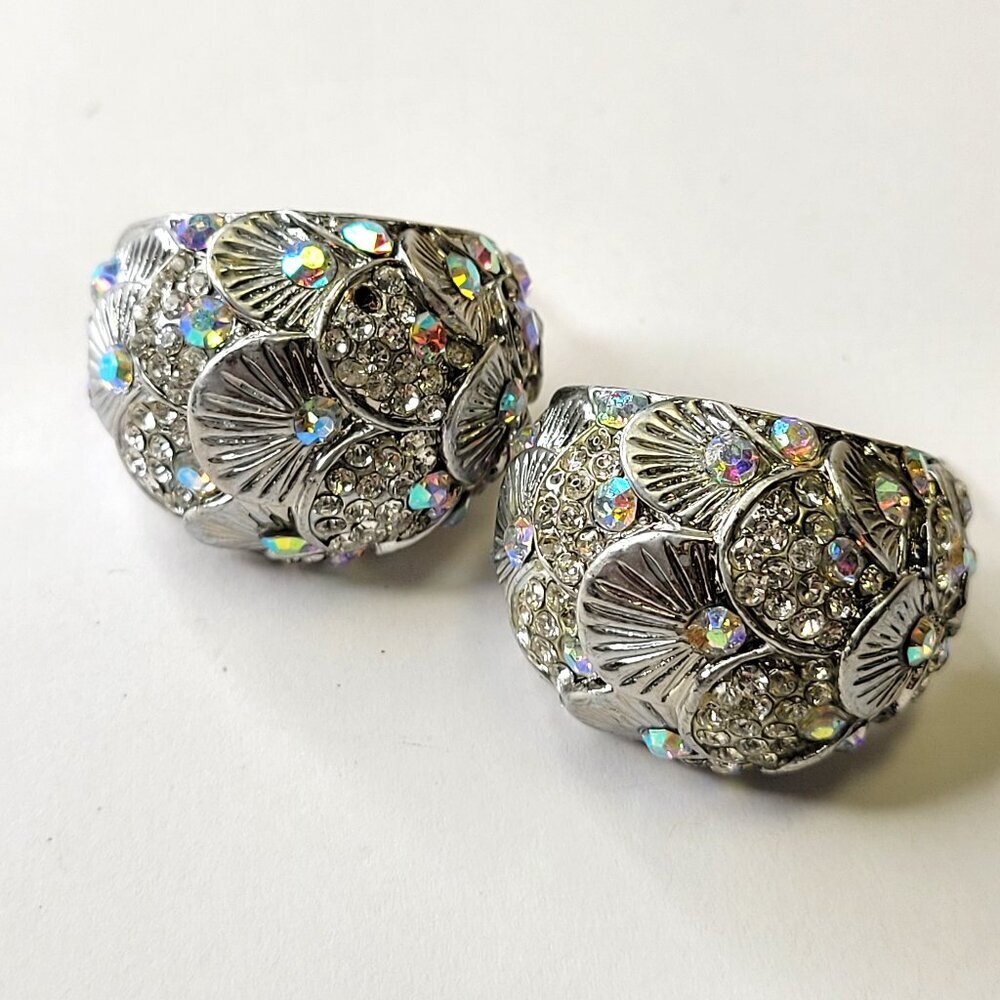 Silver Earrings with Aurora Borealis crystals